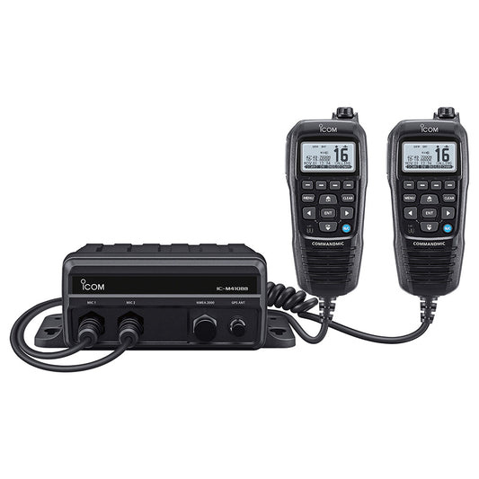 Icom M410BB 11 Black Box VHF w/Black Command Mic 2 Command Mic Ports