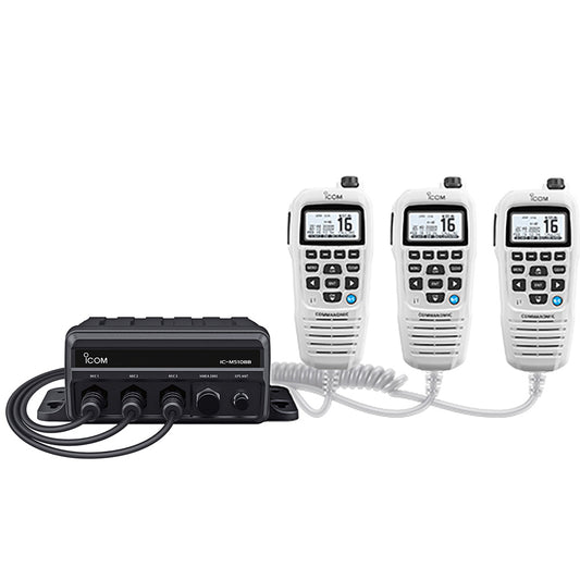 Icom M510BB GW 21 Black Box VHF w/White Command Mic 3 Command Mic Ports