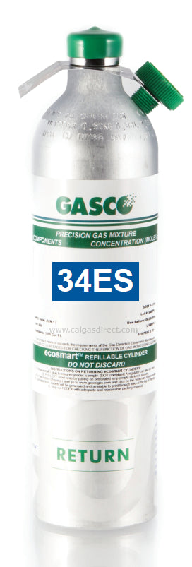 GASCO 34L-413-18 & Calibration Gas Mixture & 50 PPM Carbon Monoxide, 50% LEL Methane, 10 PPM Hydrogen Sulfide, 18% Oxygen, in Nitrogen C-10