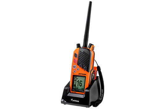 Jotron Tron TR30 GMDSS and maritime VHF radio with charger and rechargeable battery