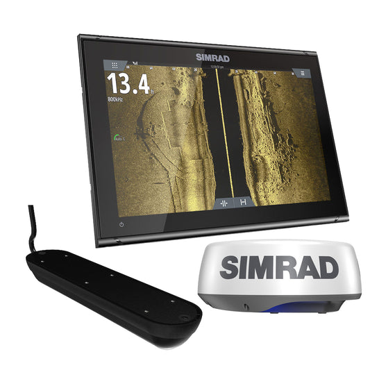 Simrad GO9 XSE Chartplotter Radar Bundle HALO20+  Active Imaging 3-in-1 Transom Mount Transducer  C-MAP Discover Chart