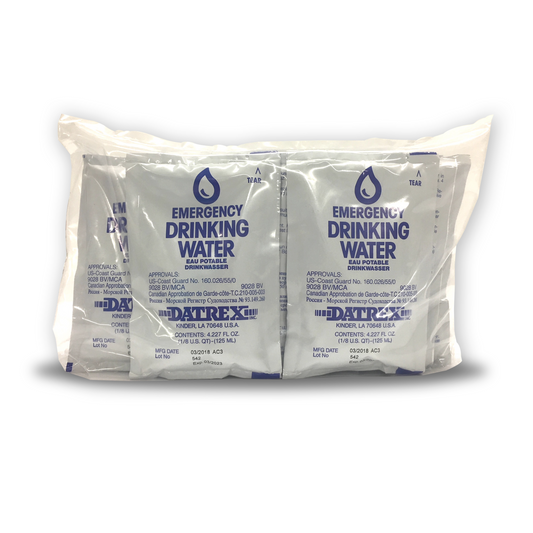 DATREX EMERGENCY OVERWRAP WATER 12 LITERS, 96 BAGS PER CASE, 125 ML PER BAG